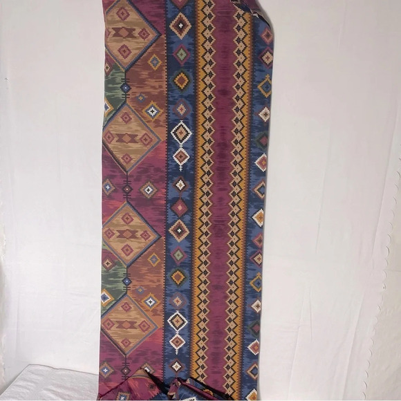 Vintage Burgundy Blue Yellow Southwestern Print Curtains x4 Panels - Picture 3 of 11